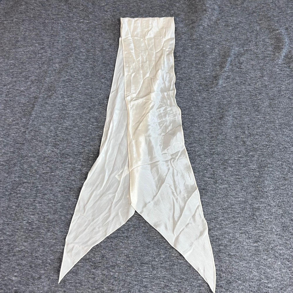 Vintage Echo 100% Pure Silk Scarf Cream Ivory Long Narrow Neck Tie Japan 58x5.5 - Picture 1 of 7